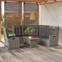 vidaXL 3-delige Loungeset met kussens poly rattan zwart