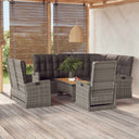 vidaXL 4-delige Loungeset met kussens poly rattan zwart