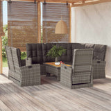 vidaXL 4-delige Loungeset met kussens poly rattan zwart
