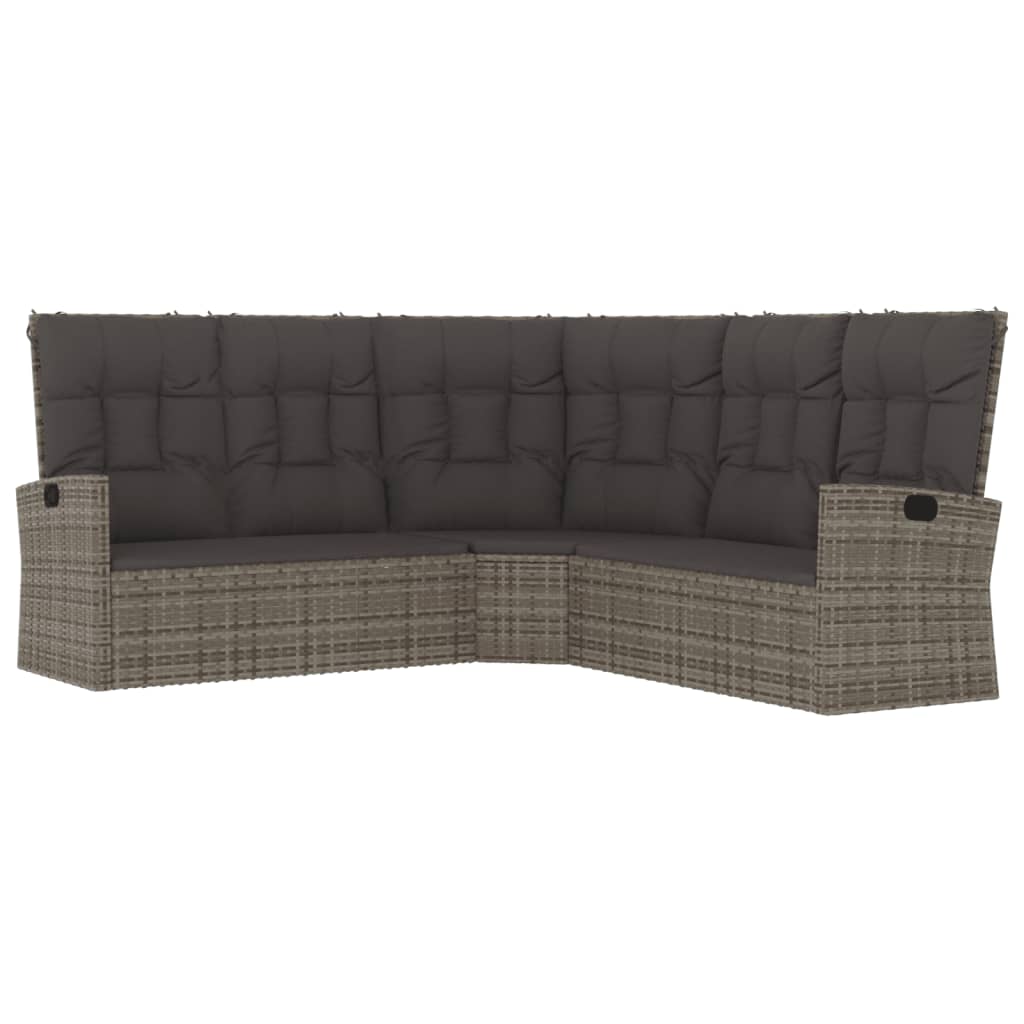 vidaXL 4-delige Loungeset met kussens poly rattan zwart
