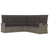 vidaXL 4-delige Loungeset met kussens poly rattan zwart