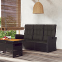 vidaXL Tuinbank verstelbaar met kussens 173 cm poly rattan zwart