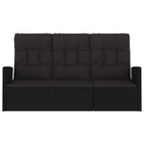 vidaXL Tuinbank verstelbaar met kussens 173 cm poly rattan zwart