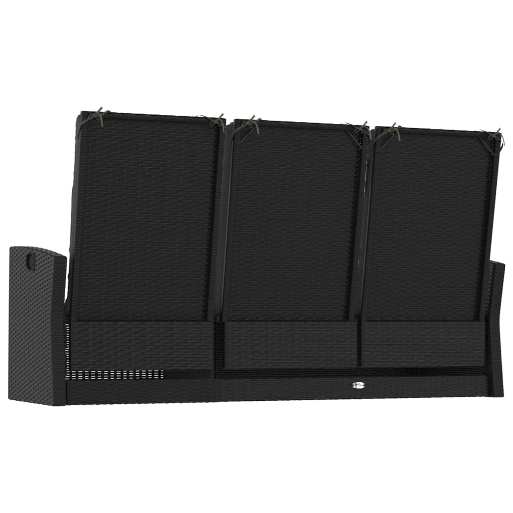 vidaXL Tuinbank verstelbaar met kussens 173 cm poly rattan zwart