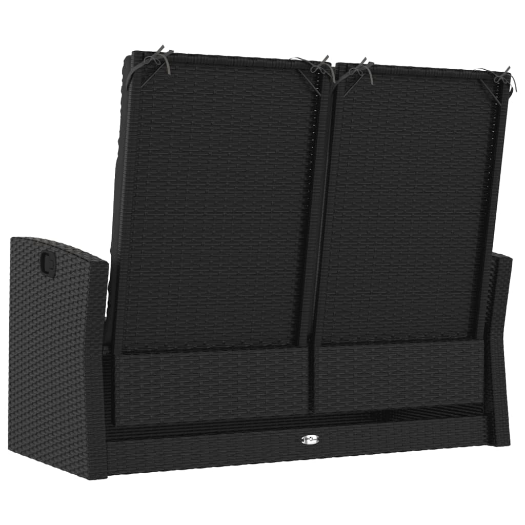 vidaXL Tuinbank verstelbaar met kussens 118 cm poly rattan zwart
