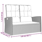vidaXL Tuinbank verstelbaar met kussens 118 cm poly rattan zwart