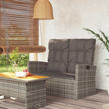 vidaXL Tuinbank verstelbaar met kussens 118 cm poly rattan zwart