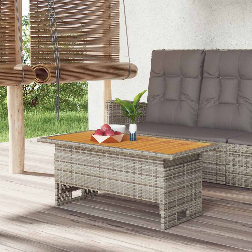 vidaXL Garden Table 100x50x43/63 cm acacia wood and poly rattan black