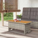 vidaXL Garden Table 100x50x43/63 cm acacia wood and poly rattan black