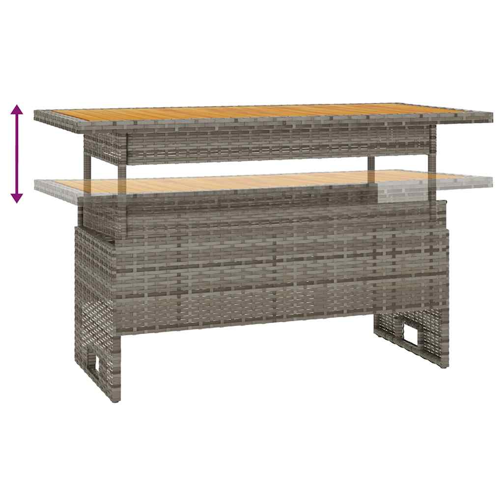 vidaXL Garden Table 100x50x43/63 cm acacia wood and poly rattan black