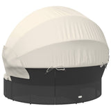 vidaXL Loungebed met luifel en kussens poly rattan zwart