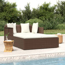 vidaXL Sun Lounger with Cushions 182x118x63 cm Poly Rattan Brown