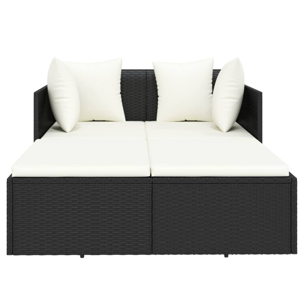 vidaXL Sun Lounger with Cushions 182x118x63 cm Poly Rattan Brown