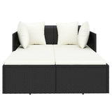 vidaXL Sun Lounger with Cushions 182x118x63 cm Poly Rattan Brown