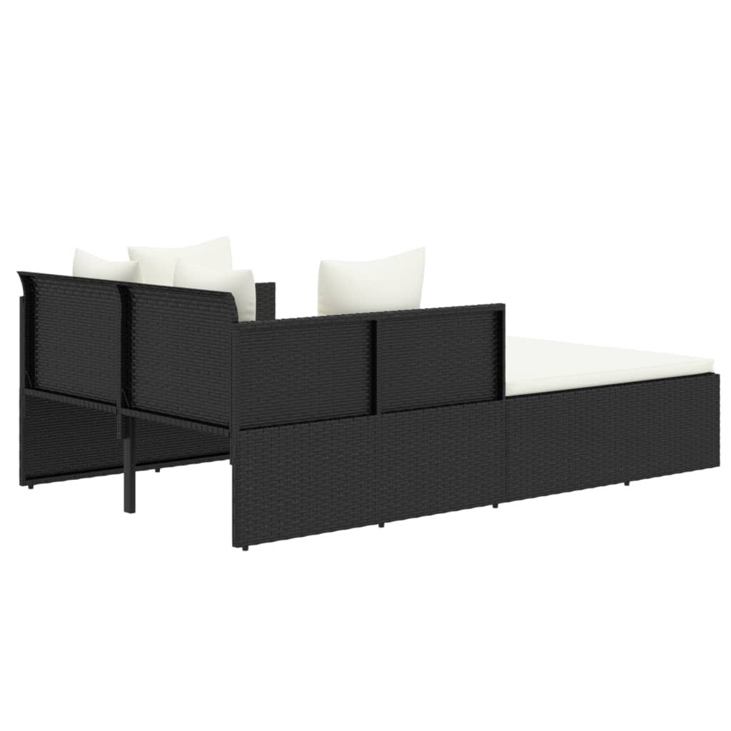 vidaXL Sun Lounger with Cushions 182x118x63 cm Poly Rattan Brown