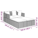 vidaXL Sun Lounger with Cushions 182x118x63 cm Poly Rattan Brown