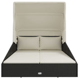 vidaXL Sun Lounger with Foldable Roof 200x114x128 cm Poly Rattan Brown