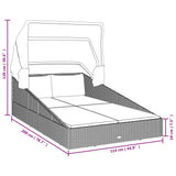 vidaXL Sun Lounger with Foldable Roof 200x114x128 cm Poly Rattan Brown