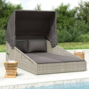 vidaXL Sun Lounger with Foldable Roof 200x114x128 cm Poly Rattan Brown