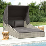 vidaXL Sun Lounger with Foldable Roof 200x114x128 cm Poly Rattan Brown