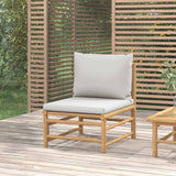 vidaXL 3-delige Loungeset met kussens bamboe lichtgrijs