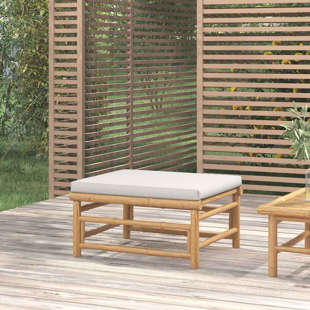 vidaXL 3-delige Loungeset met kussens bamboe lichtgrijs