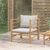 vidaXL 3-delige Loungeset met kussens bamboe lichtgrijs