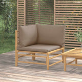 vidaXL 3-delige Loungeset met kussens bamboe lichtgrijs