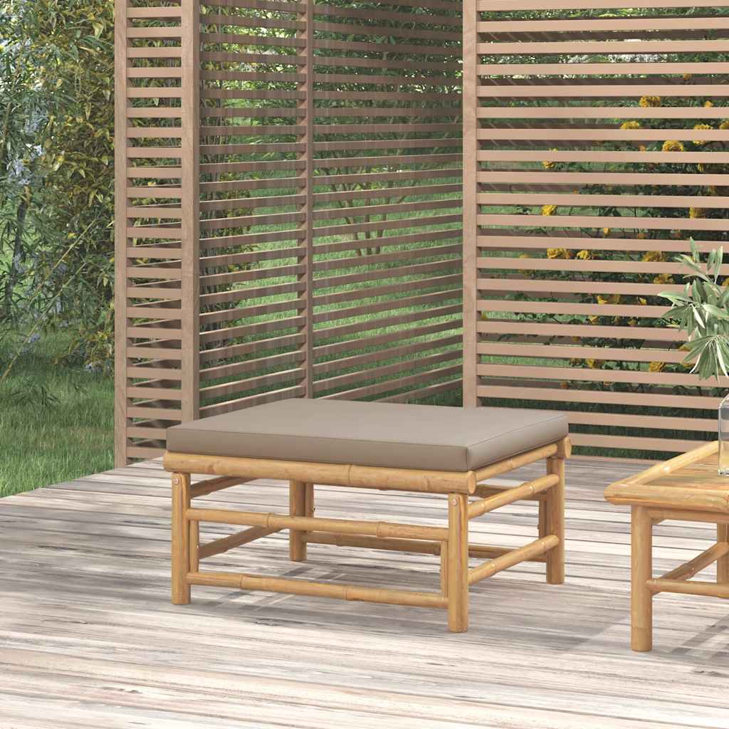 vidaXL 3-delige Loungeset met kussens bamboe lichtgrijs