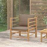 vidaXL 3-delige Loungeset met kussens bamboe lichtgrijs