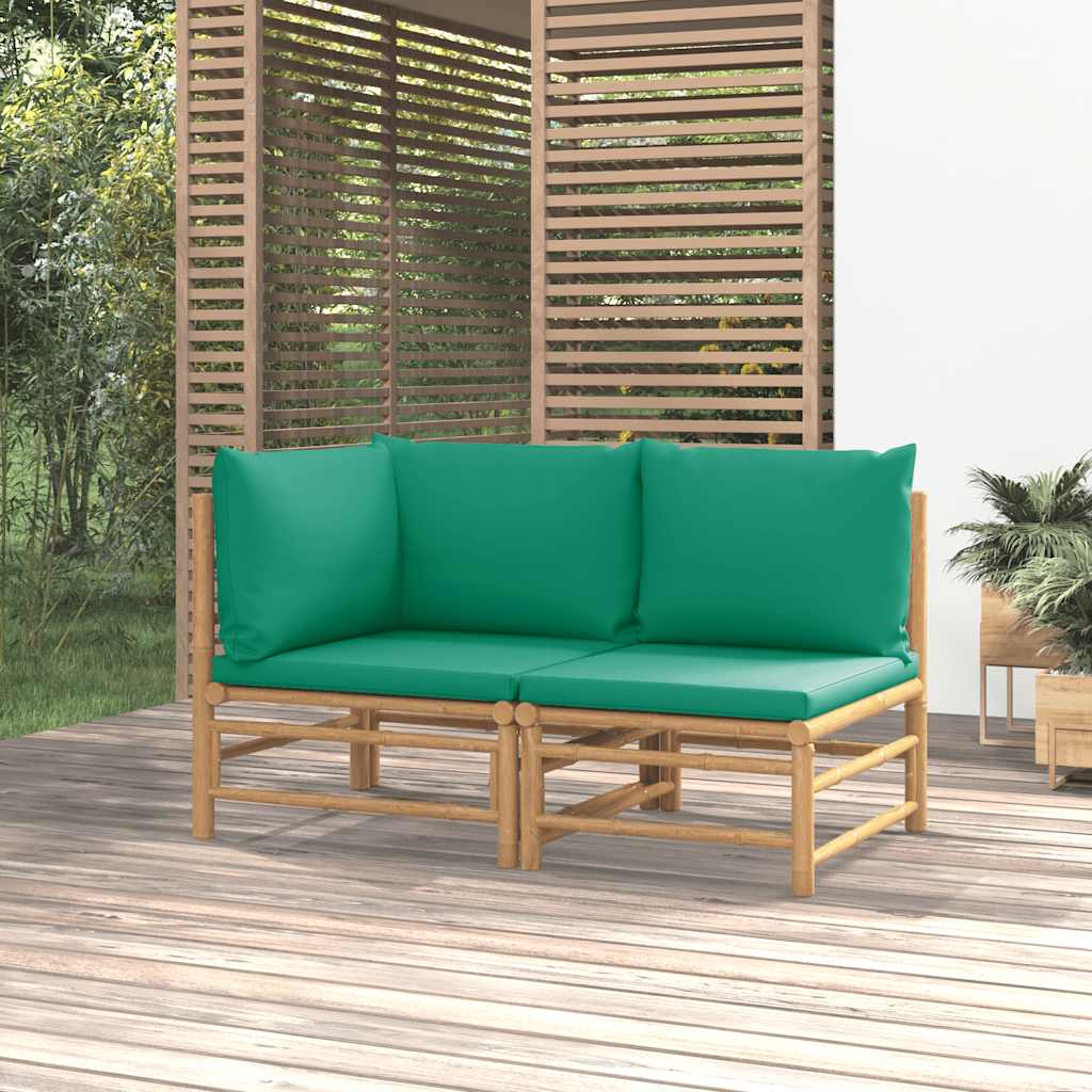 vidaXL 3-delige Loungeset met kussens bamboe lichtgrijs