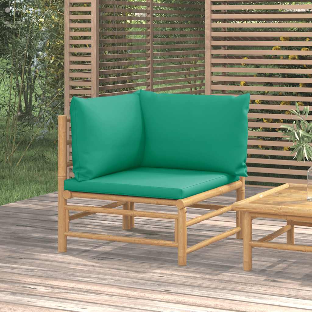 vidaXL 3-delige Loungeset met kussens bamboe lichtgrijs