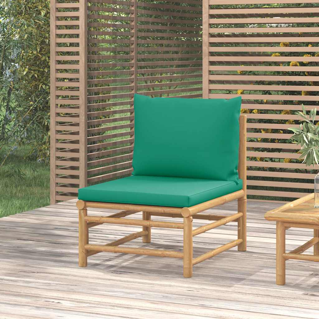 vidaXL 3-delige Loungeset met kussens bamboe lichtgrijs