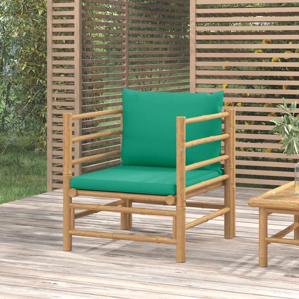 vidaXL 3-delige Loungeset met kussens bamboe lichtgrijs