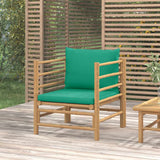 vidaXL 3-delige Loungeset met kussens bamboe lichtgrijs