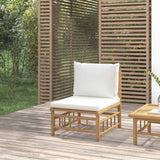 vidaXL 3-delige Loungeset met kussens bamboe crèmewit