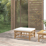 vidaXL 3-delige Loungeset met kussens bamboe crèmewit