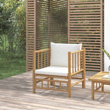 vidaXL 3-delige Loungeset met kussens bamboe crèmewit