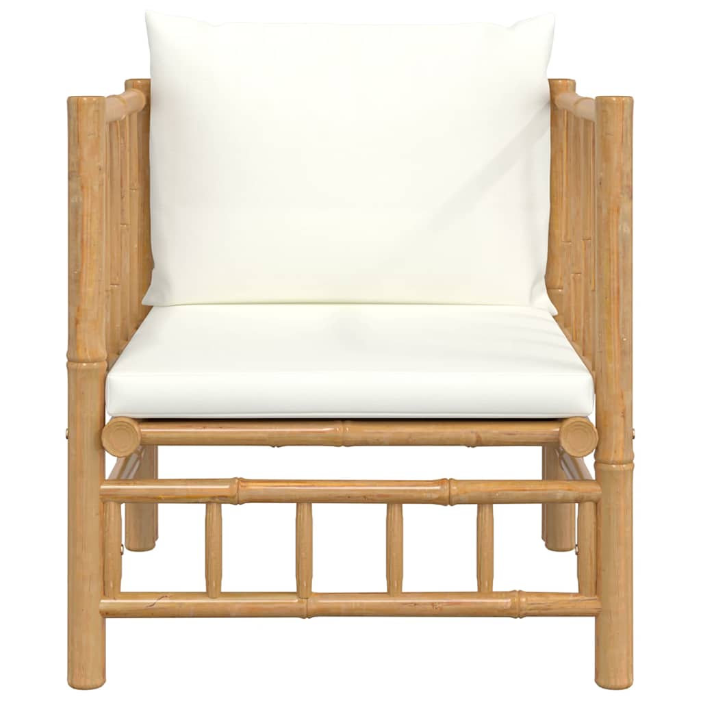 vidaXL 3-delige Loungeset met kussens bamboe crèmewit