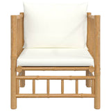 vidaXL 3-delige Loungeset met kussens bamboe crèmewit