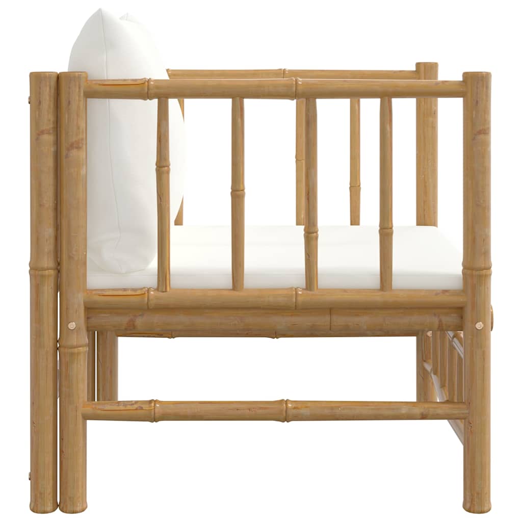 vidaXL 3-delige Loungeset met kussens bamboe crèmewit