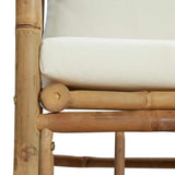 vidaXL 3-delige Loungeset met kussens bamboe crèmewit