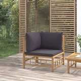 vidaXL 3-delige Loungeset met kussens bamboe crèmewit
