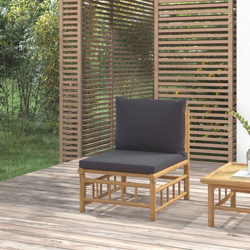 vidaXL 3-delige Loungeset met kussens bamboe crèmewit