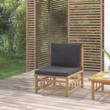 vidaXL 3-delige Loungeset met kussens bamboe crèmewit