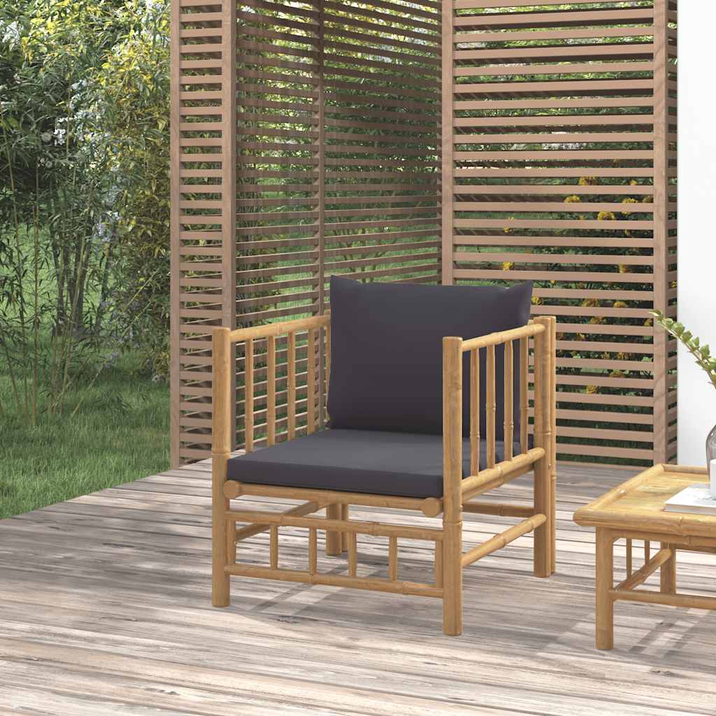 vidaXL 3-delige Loungeset met kussens bamboe crèmewit