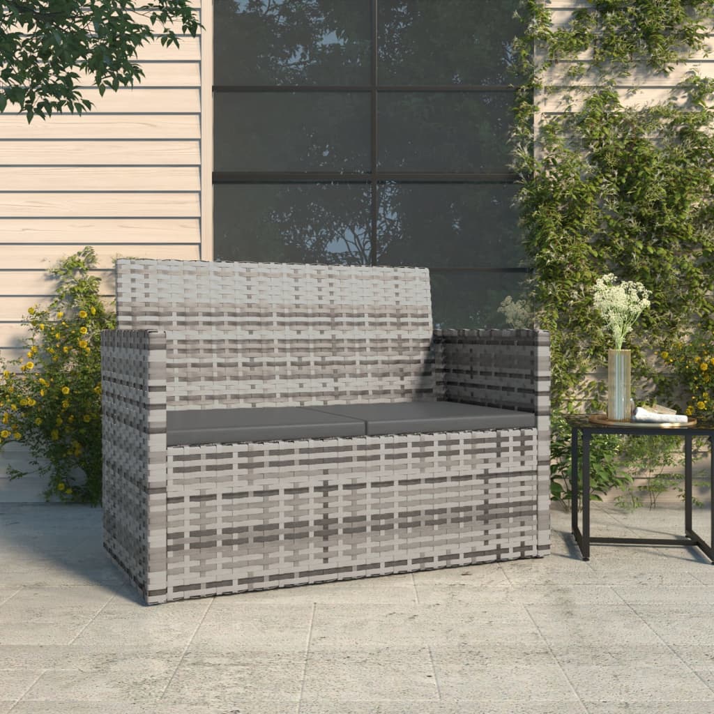 vidaXL Tuinbank met kussens 105 cm poly rattan zwart