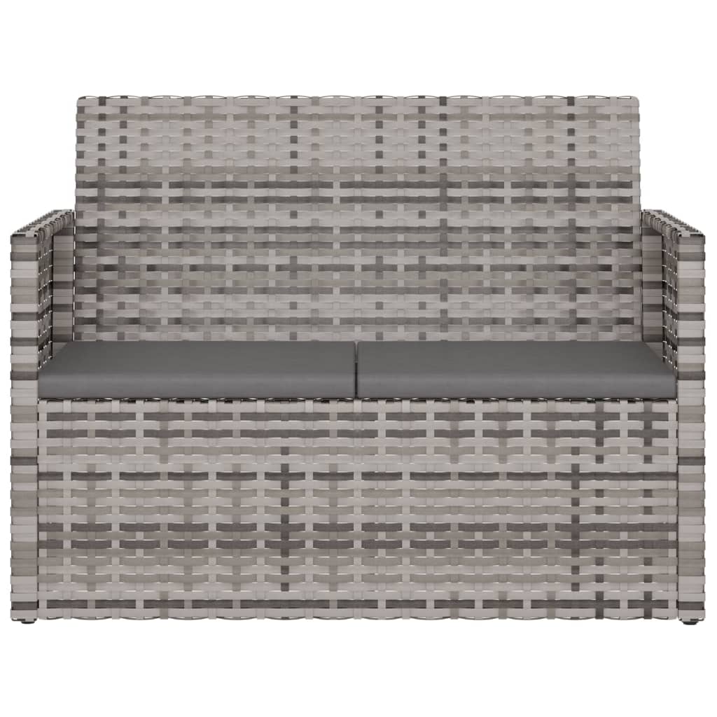 vidaXL Tuinbank met kussens 105 cm poly rattan zwart