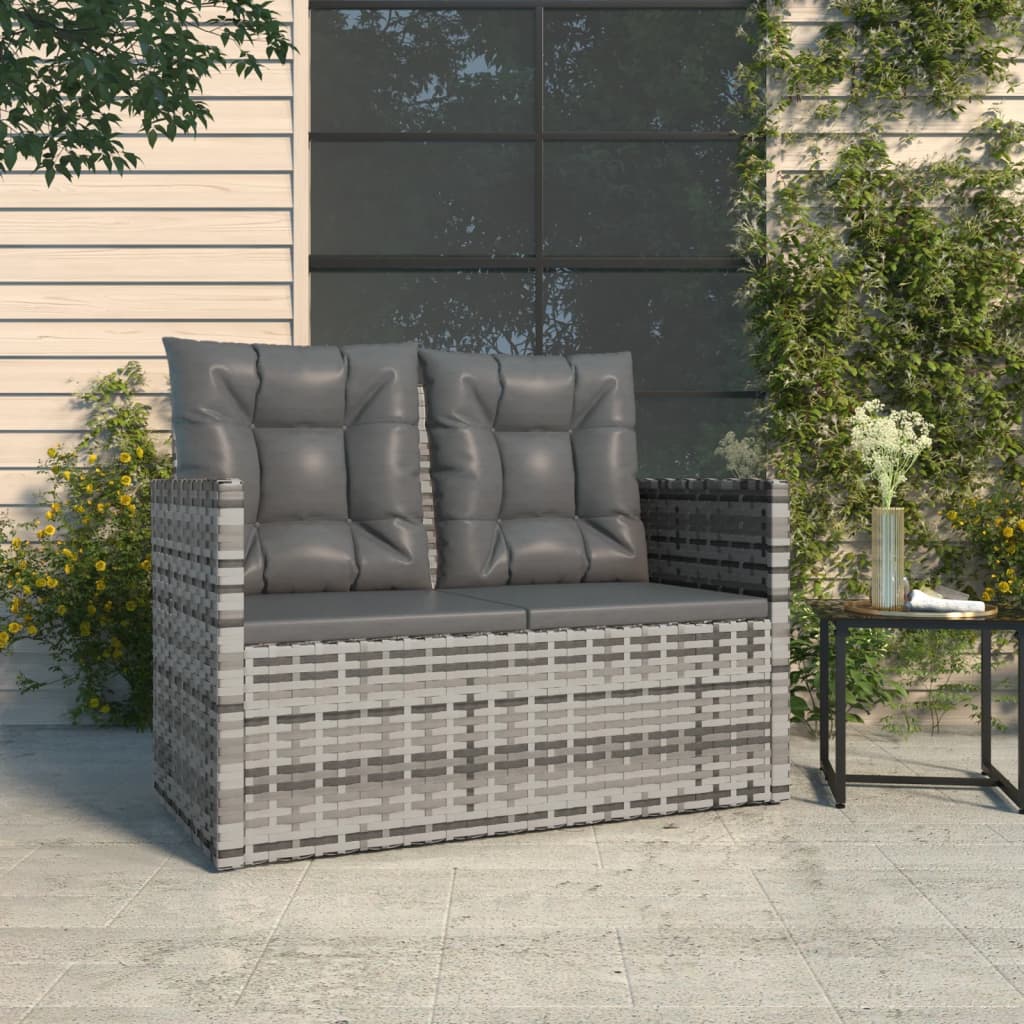 vidaXL Tuinbank met kussens 105 cm poly rattan zwart