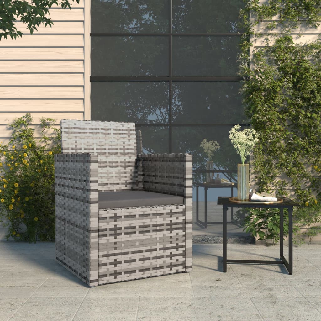 vidaXL Tuinstoel met kussen poly rattan zwart